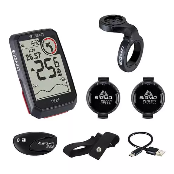 Compteur De Vélo Sigma ROX 4.0 + Capteur De Vitesse Et De Cadence Noir